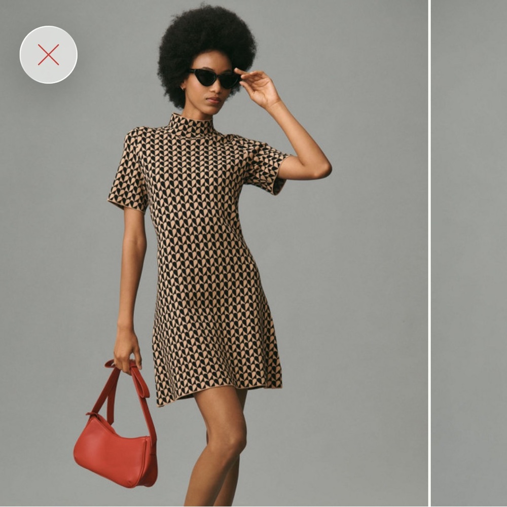 By Anthropologie Short Sleeve Mock Neck Mod Dress